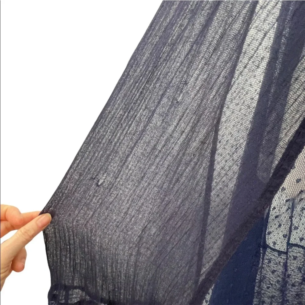 Free People Navy Blue Sheer Swiss Dot Gauze Maxi Dress Boho Oversized A-Line XS - Picture 8 of 12